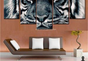 Zebra Print Wall Murals 5 Piece Home Decor Canvas Print Painting Wild Animal Wall Art Tiger