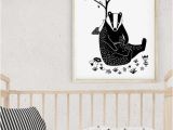 Zebra Print Wall Murals Badger Illustration Baby Room Wall Art Animal Print Black