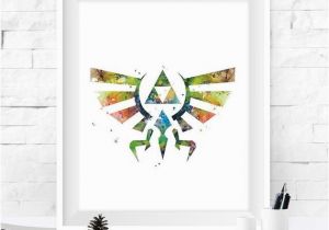 Zelda Wall Mural the Legend Of Zelda Print Watercolor Nintendo Game Triforce Wall Art