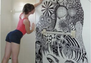 Zentangle Wall Mural Zentangle Art On Her Bathroom Walls Mi Casita Un Dia